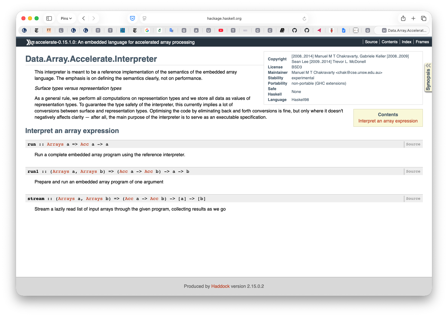 Haddock documentation for the `accelerate` package